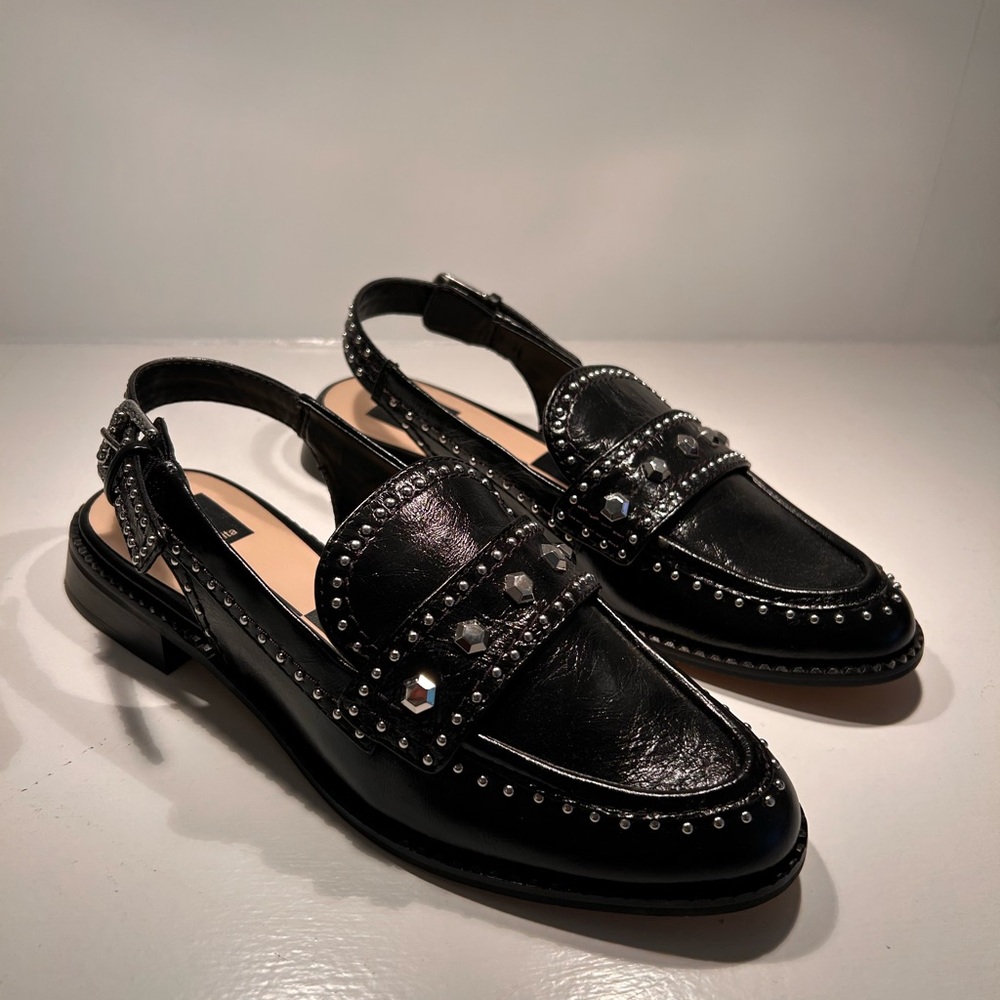 Black Studded Slingback Loafers - Size 8 - Dolce Vita